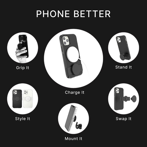 PopSockets iPhone 12/12 Pro Case with Repositionable Slide Grip, Compatible with MagSafe - Black