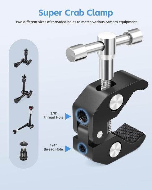UTEBIT Adjustable Magic Arm with Super Clamp, 9 inch Articulating Arm Clamp for LCD Monitor, LED Light, Camera Rig