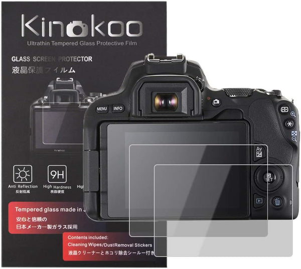 kinokoo Tempered Glass Film for Canon EOS 200D/EOS Rebel SL2/250D/Rebel SL3, Bubble-free/Anti-scratch Screen Protector