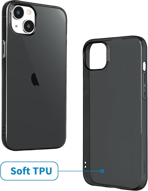 JJGoo Clear Transparent Soft Shockproof Case for iPhone 14 Plus 6.7 inch 2022, Slim Thin Bumper Cover - Black