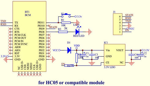 HiLetgo HC-05 Wireless Bluetooth Module - 6 Pin RF Transceiver for Arduino, Master Slave Integrated