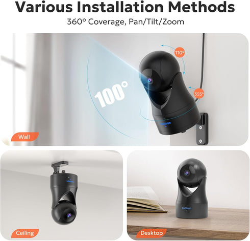 Owltron Indoor Security Camera 2K for Home Security, Motion Detection, Baby Monitor, 2.4G WiFi, Night Vision & 2-Way