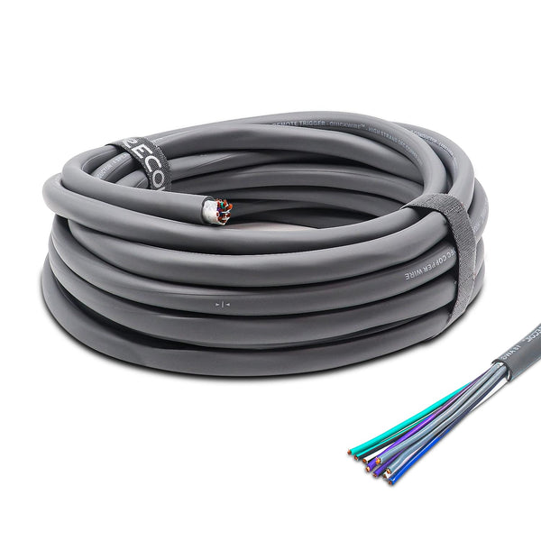RECOIL 20-Feet 9-Conductor Speaker Cable, 18AWG Pure OFC, Ultra-Flex Jacket, 4-Channel Wire and Remote