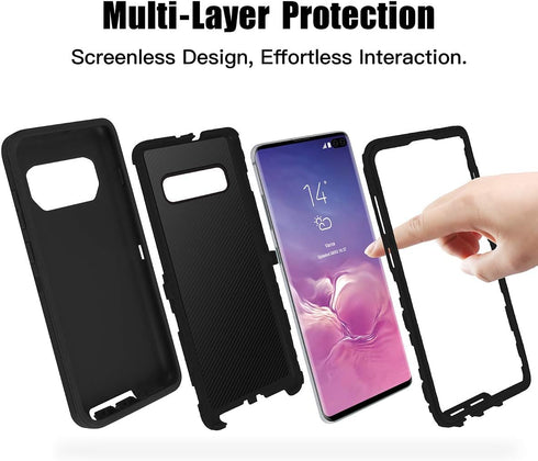 AICase for Galaxy S10 Plus Case, Drop Protection Full Body Rugged Heavy Duty Cover for Samsung Galaxy S10 Plus Black