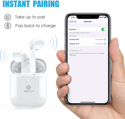 WixGear Bluetooth 5.0 Wireless Earbuds with Charging Case, HD Stereo Sound Earphones, 30H Playtime, IPX5 Waterproof