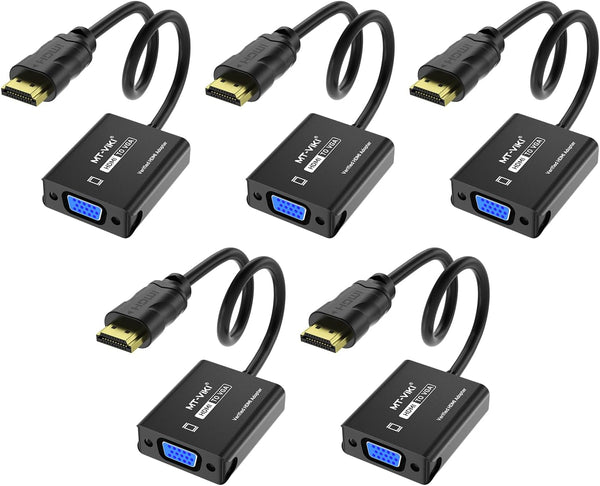 MT-VIKI HDMI to VGA Adapter, Gold-Plated Male to Female Converter, Compatible with Computer, Desktop, Laptop, Monitor,