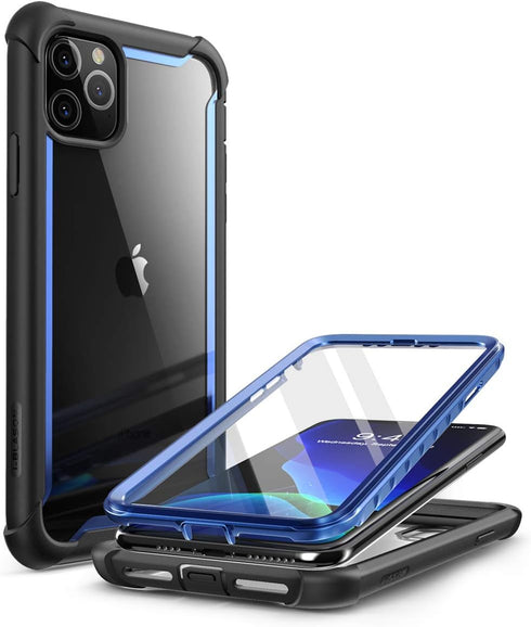 i-Blason Ares Series Case for iPhone 11 Pro, Rugged Clear Bumper with Built-in Screen Protector, Blue