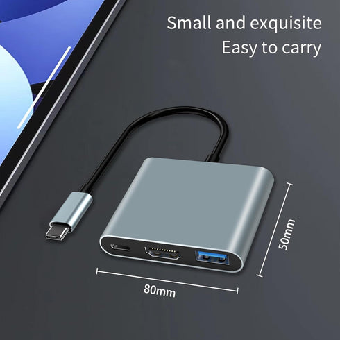 USB C to HDMI Adapter, 3-in-1 HDMI to USBC Digital AV Multiport Adapter for MacBook Pro Air