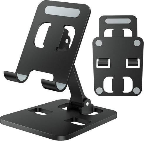 Anifrim Phone Stand for Desk, Dual Folding Cell Phone Holder, Fully Adjustable Portable