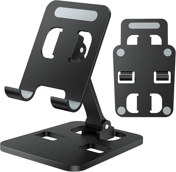 Anifrim Phone Stand for Desk, Dual Folding Cell Phone Holder, Fully Adjustable Portable