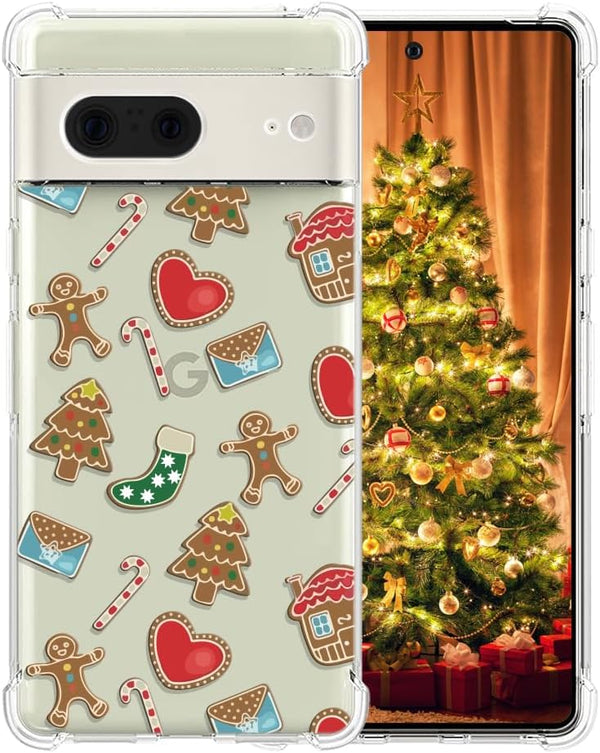 Christmas Red Heart Pattern Clear Phone Case for Google Pixel 7 - Soft, Slim, Shockproof Cover for Boys & Girls.