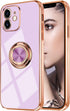 Omorro Rose Gold iPhone 11 Case for Women with Kickstand Ring Holder, 360 TPU Rotation Rings, Slim Luxury Case (Purple)