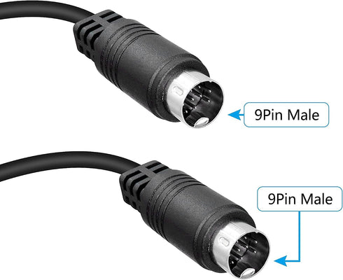 S-Video Mini-DIN 9-Pin Male to Male Audio Cable for Projector, TV, Monitor (10Ft/3m)