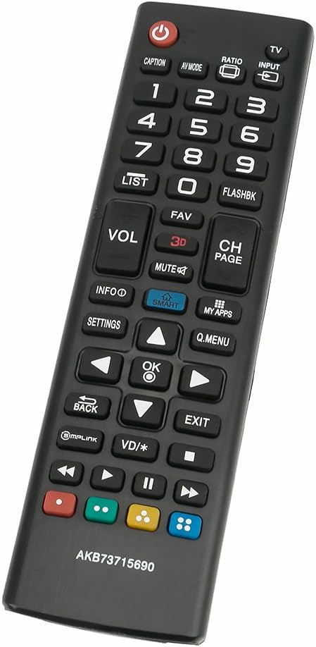 AKB73715690 Replace Remote Control - Compatible for LG Smart 3D Plasma LCD LED HDTV Models