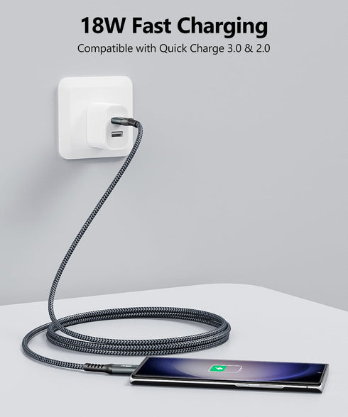 SUNGUY 10FT USB C 3.0 Android Auto Cable, 5Gbps 3A Fast Charging & Data Transfer Braided USB C 3.1 Cable, Compatible