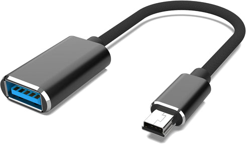 Mini USB OTG Cable - Braided Adapter for Digital Cameras, USB A Female to Mini USB B 5-pin Male