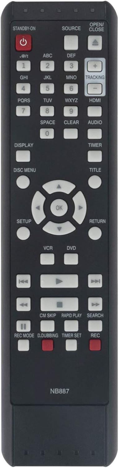 NB887UD NB887 Replacement IR Remote for Magnavox Digital Video Disc Recorder & Video Cassette Recorder Models ZV427MG9,