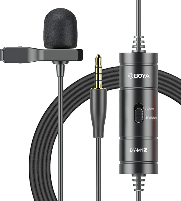 BOYA BY-M1S Professional Lavalier Lapel Microphone Omnidirectional Condenser Mic for iPhone Android Smartphone
