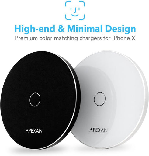 Apexan Fast Wireless Charger, Compatible for Apple iPhone 13/12/11/Pro/Pro Max/X/XS/8, Qi Fast 10W Charging Pad