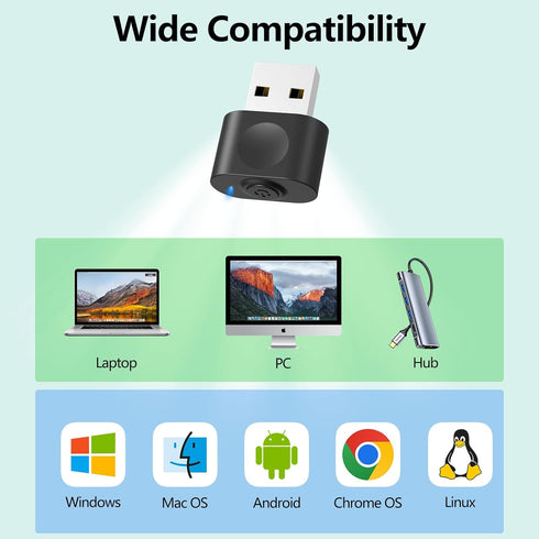 HOTLIFE Undetectable Mouse Jiggler, USB Mouse Mover Device Keeps PC Awake, Driver-Free Auto Shaker with 3 Mode Switch