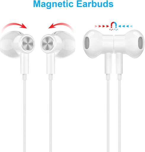 USB C Headphones - Noise Canceling Wired Earbuds for iPhone 15 Pro Max, Galaxy S20 FE, S23, Pixel 6/7/8, and more.