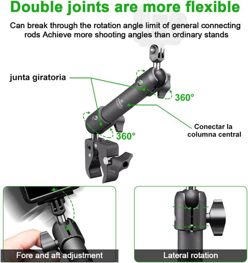 FANAUE Super Clamp Camera Mount - Monitor Magic Arm Double Ball Head Adapter for DSLR/Gopro