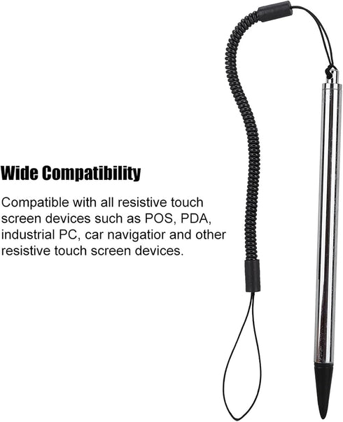 Getac V110 Stylus, Resistive Touch Painting Pen with Spring Rope for POS PDA Navigator (Silver)