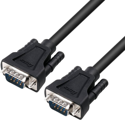 DTech 10ft DB9 to DB9 RS232 Serial Cable Male to Male Null Modem Cord for Computer Data Communication (Black)