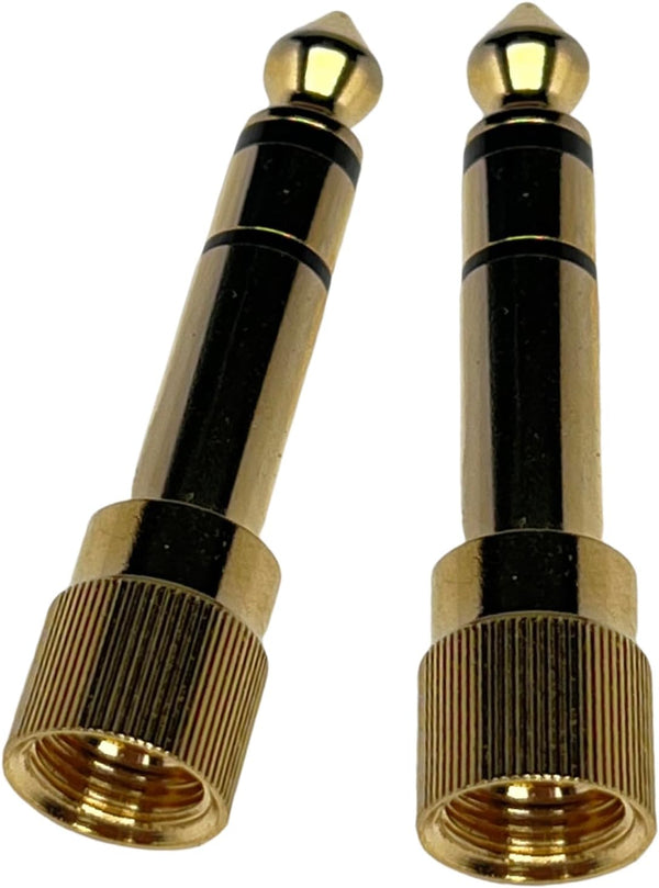 CESS 2-Pack 1/4" Stereo Phone Screw-On Adapter, Male 1/8" to Male 1/4" Stereo