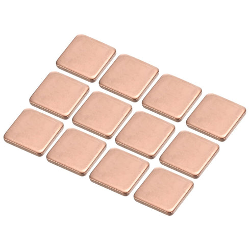 MECCANIXITY 15mm x 15mm x 2mm Copper Pad Shim Heatsink for Electronic Chip Cooling, Pack of 12