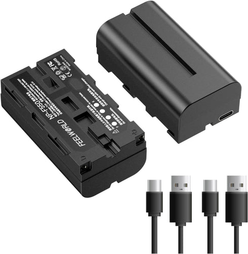 FEELWORLD NP-F550 2200mAh Battery Replacement, USB-C Fast Charging for LED Video Light and Camera Monitor
