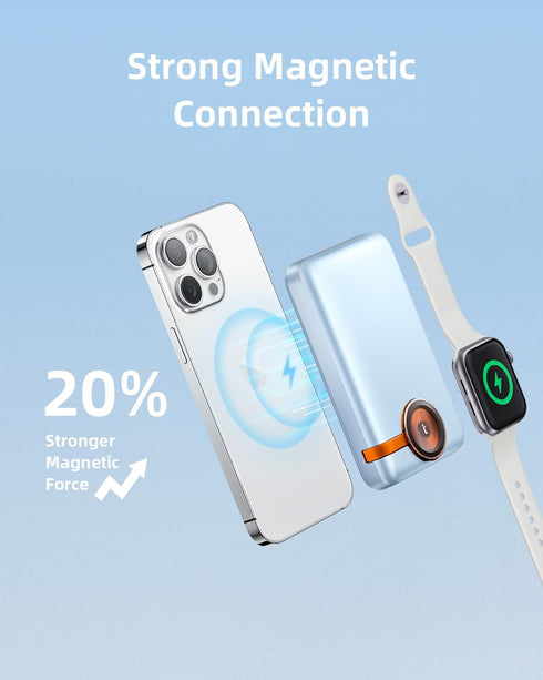 Magnetic Power Bank 4-in-1 Wireless Charger 10000mAh, Slim 20W USB-C Fast Charging Battery Pack for iPhone 15/14/13/12,