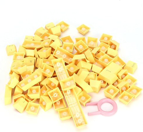 PBT Keycaps, 108 Keys Translucent Key DIY Keycaps for 61/64/87/104/108 Key Mechanical Keyboards (Yellow)