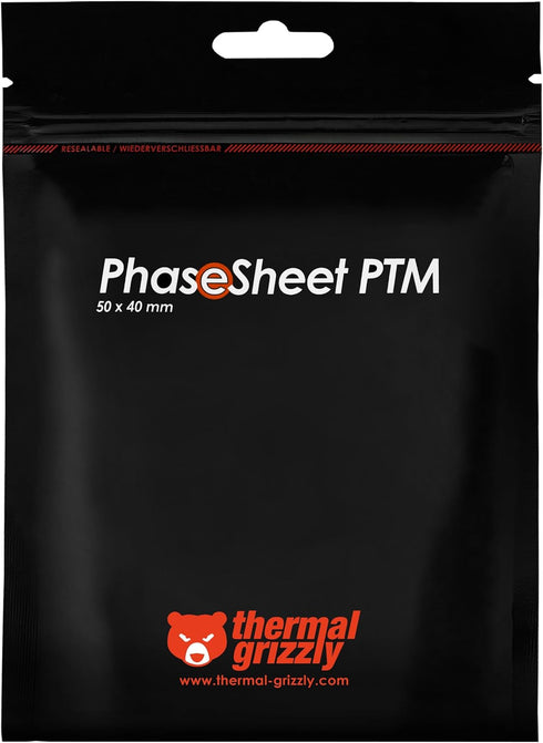 (50x40mm)- Thermal Grizzly - PhaseSheet PTM High Performance Thermal pad with Phase Change Material | Durable, not