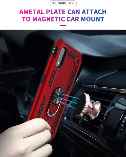 Galaxy A01 Case with HD Screen Protector, Military Grade Hybrid Hard PC Soft TPU Shockproof Protective Case, Red