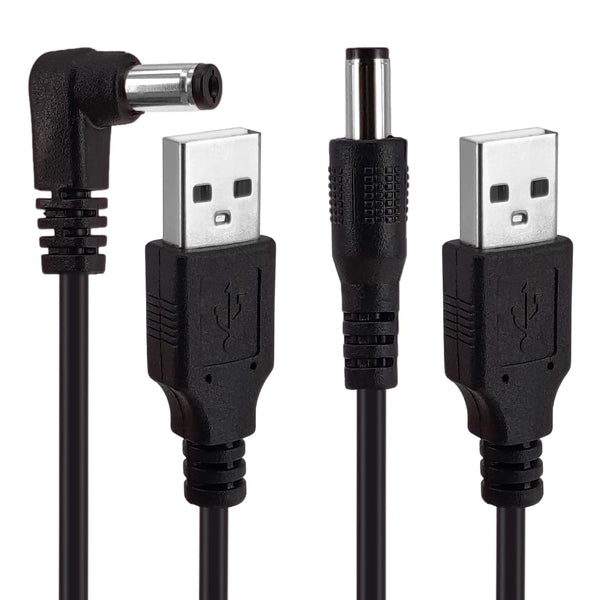 USB to DC 5.5x2.1mm Power Cord, 2-Pack 3FT USB 2.0 A Type Male to DC 5.5 x 2.1mm Charger Connector Cable