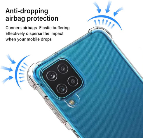 Samsung Galaxy A12 Case with Screen Protector, Shockproof Crystal Clear Slim Soft TPU Protective Cover