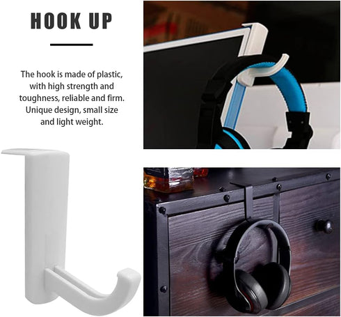 2 Pack Headphone Stand Hook - Stick-on Hanger for Computer Over Ear Earphones, Gaming Storage Rack