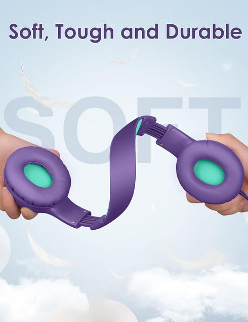 Kids Headphones with Microphone, Sharing Function, 85dB/94dB Safe Volume Limit, HD Sound, Over Ear for School, Online