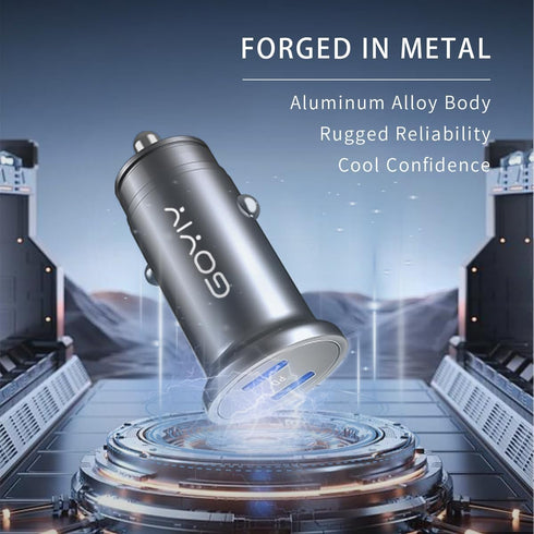 USB C Car Charger with 60W Braided Cable, Mini 60W Fast Charging Cigarette Lighter, Dual PD3.0 Charger for iPhone 15,