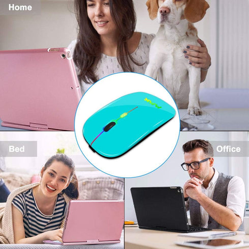 Wireless Bluetooth Mouse for Laptop, Rechargeable 2.4G USB Optical Mouse, LED Slim Dual Mode (Bluetooth 5.0 and 2.4G)