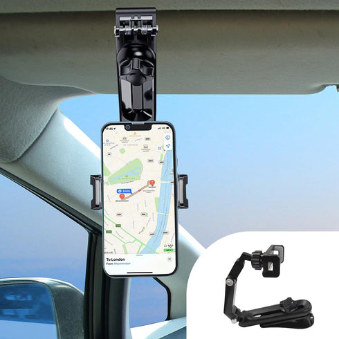 ZIMISI Car Sun Visor Phone Holder, Foldable & Retractable Auto Rear View Mirror