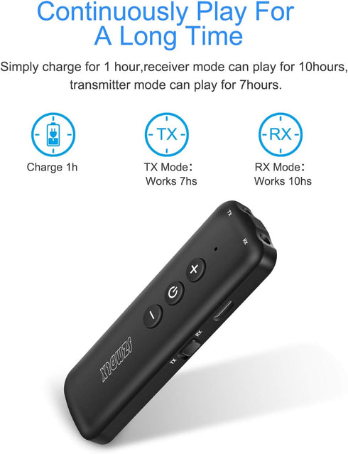Bluetooth 5.0 Transmitter 3 in 1, Wireless Receiver Adapter with 3.5mm AUX Stereo Output for TV, PC, Car, Headset,