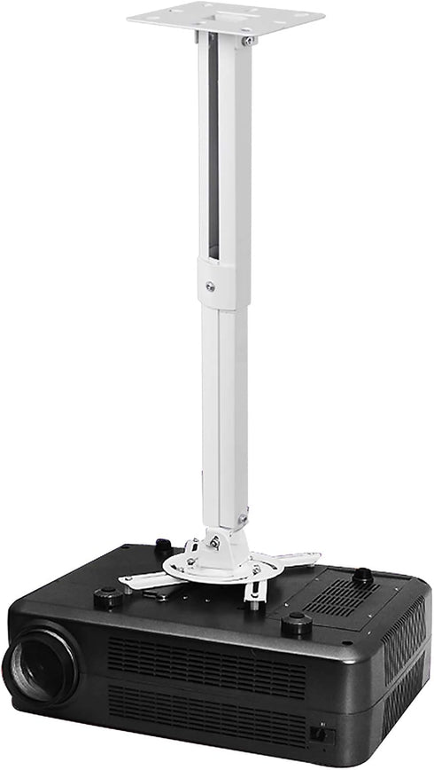 suptek White Projector Ceiling Mount Bracket, Adjustable for Flat or Sloped Ceilings, Fits LCD/DLP Projectors