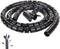 Black Spiral Winding Cable Management Pipe, Flexible Coiled Tube for Office, Computer, and Car (10ft)