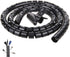 Black Spiral Winding Cable Management Pipe, Flexible Coiled Tube for Office, Computer, and Car (10ft)
