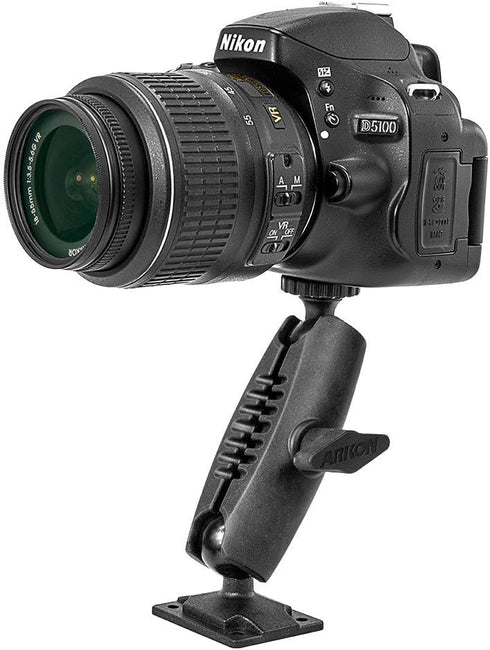 ARKON Mounts - Heavy Duty AMPS Wall Mounting Pedestal for Cameras and Video Cameras 4-Hole AMPS Camera Wall or Flat Surface Mount Compact Design 360-Degree Rotation & 1/4 20 Mounting Pattern