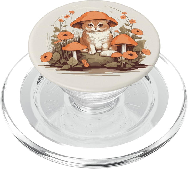 Cottagecore Farmcore Mushroom Cat PopSockets PopGrip for MagSafe