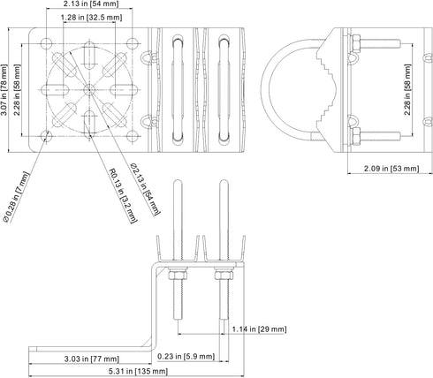 Pole Mount Bracket for Antenna - Anti Vibration Hardware Accessories for Outside Home Antenna Kits
