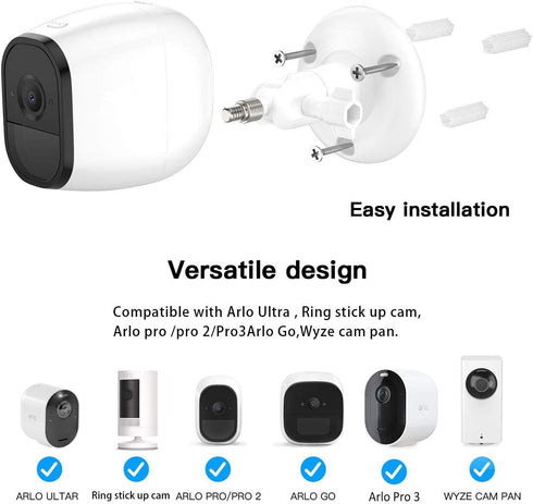 Latest Version Indoor/Outdoor Security Wall Mount for All Arlo Camera, Wyze Cam Pan/V3, Arlo Ultra, Arlo Essential, eufyCam 2 - More Stable and Flexible Arlo Accessories(2Pack, White)